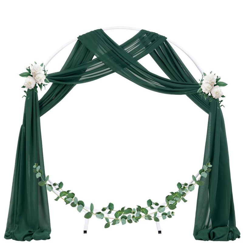 Socomi Wedding Arch Draping Fabric 2 Panels 29" x 19Ft Emerald Green Sheer Chiffon Curtain Drapes 6 Yards for Wedding Ceremony Birthday Party Decoration
