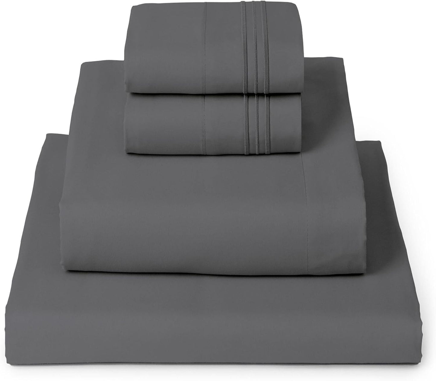 Mellanni King Sheets Set - 4 PC Hotel Luxury Bedding | Extra Soft, Cooling, Wrinkle-Resistant (Gray)