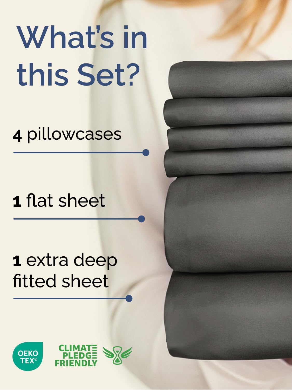 Skiennix Extra Deep Full Sheet Set - 6 Piece Breathable Cooling Sheets - Hotel Luxury Bedding - Charcoal Color