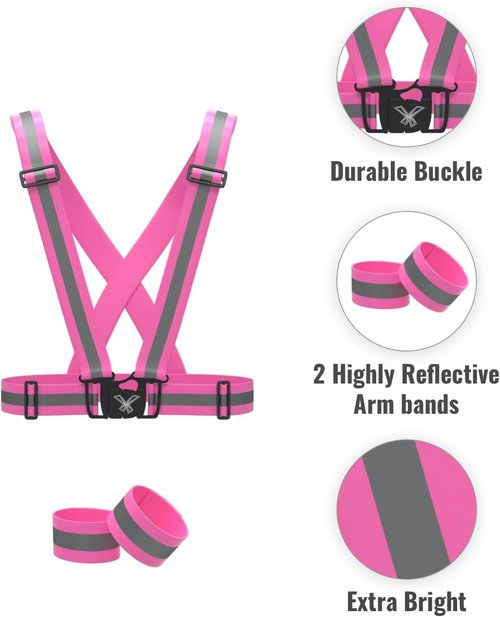 Hi-Vis Reflective Running Vest - Fully Adjustable Multi-Purpose Gear for Night Safety