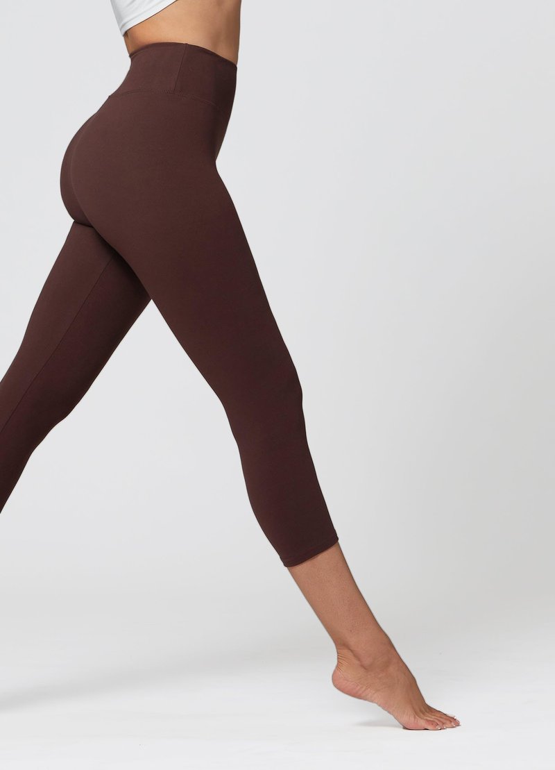 Conceited Capri Leggings for Women - High Waisted - Soft - Casual - Brown - Small - Medium