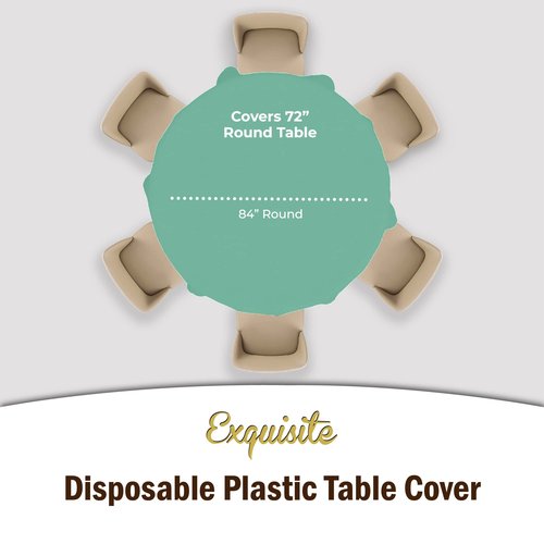 Exquisite 12-Pack Premium Plastic Tablecloth Pack of 12 Premium Plastic Tablecloth 84 Inch Round Table Cover - Light Mint