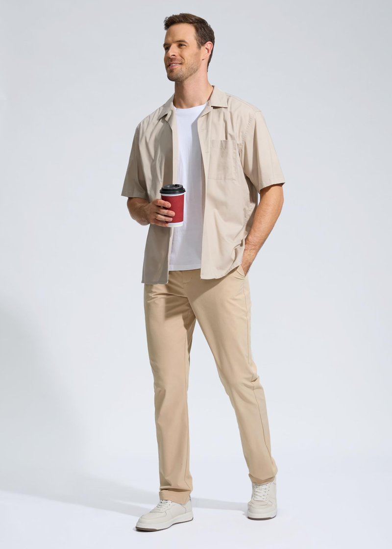 Pudolla Men's Golf Pants Stretch Work Dress Pants Men's Dress Pants 30 Lightweight Quick Dry Trousers with Pockets(Khaki 35Wx30L)