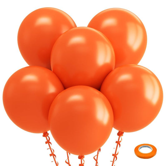 Bezente Large Thick Orange Balloons - 30 Pack Big Round Latex Balloons for Birthday, Bridal Shower, Wedding, Halloween Party Decorations
