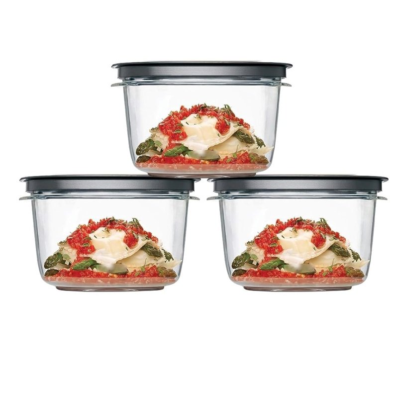 Utensilux Rubber Maid Premier, 7 Cup Premier Flex & Seal Food Storage Set, 3 Tritan Containers, 3 Grey Flex and Seal Lids, 6 Piece Bundle Set Bundle