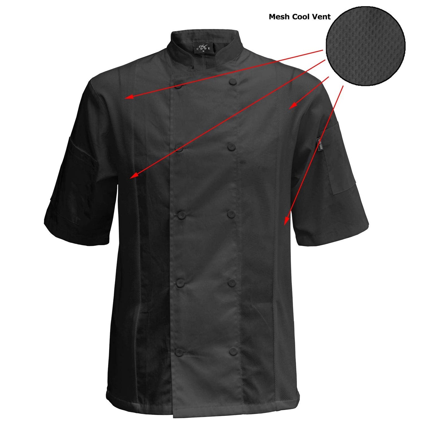 Chef Code Cool Breeze Side Vent Chef Coat (Charcoal, M)
