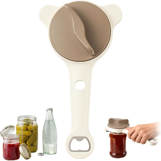 Skiennix 4-in-1 Jar Opener - Adjustable Stainless Steel Lid Remover for Seniors & Arthritis | White