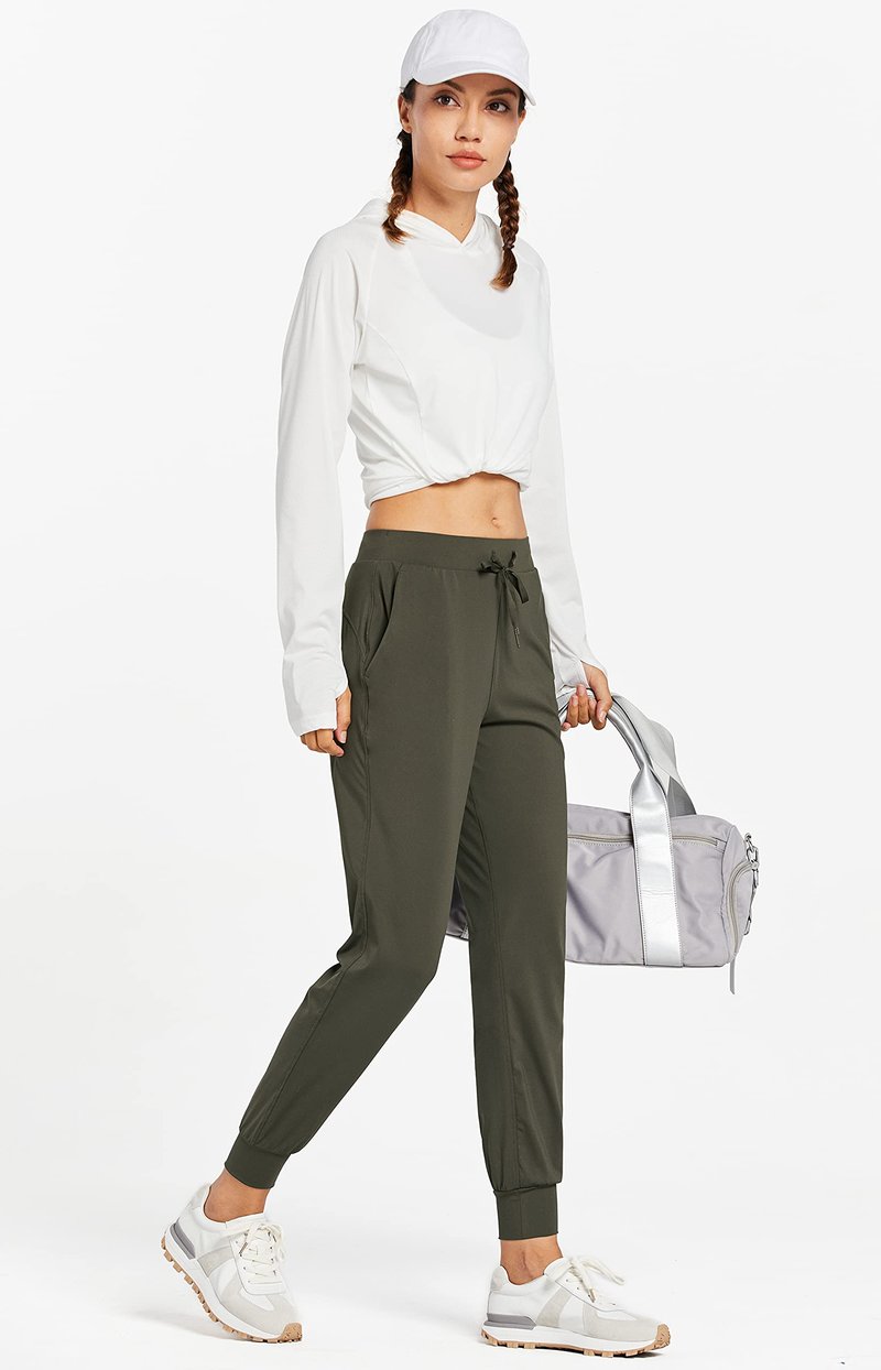 Libin Joggers for Women Petite/Regular/Tall Dance Sweatpants Athletic Workout Tapered Lounge Casual Teacher Pants for Running Yoga Cloths, Olive Green L