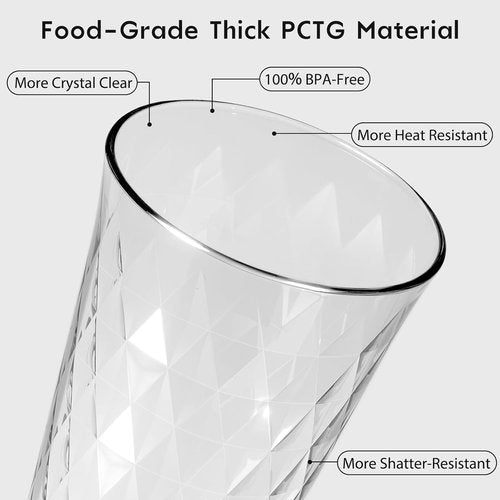 Freshmage 20 oz Unbreakable Plastic Drinking Glasses - BPA Free, Microwave Safe, Stackable | 8 Pack for Home & Outdoor Use
