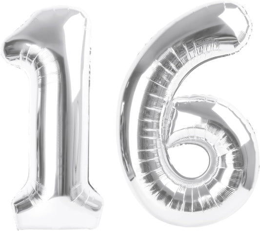 Skiennix 40-Inch Silver Balloon Number - Large Foil Decoration for Sweet 16 & Wedding Events