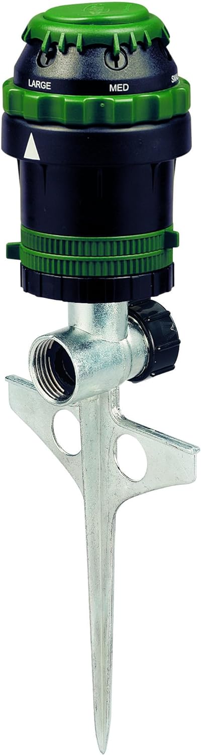 Orbit H2O-Six Gear-Drive Sprinkler - Customizable Lawn Watering Coverage | Durable Metal T-Spike Design - 58573