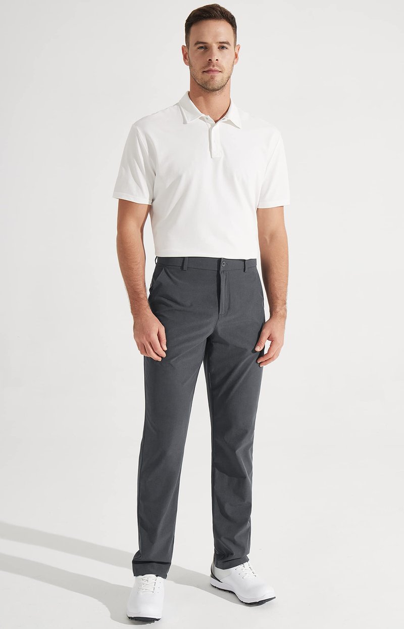 Libin Mens Golf Pants Classic Fit Stretch Work Dress Pants 32" Quick Dry Lightweight Business Casual Trousers Comfort Water Resistant, Iron Grey, 38W x 32L