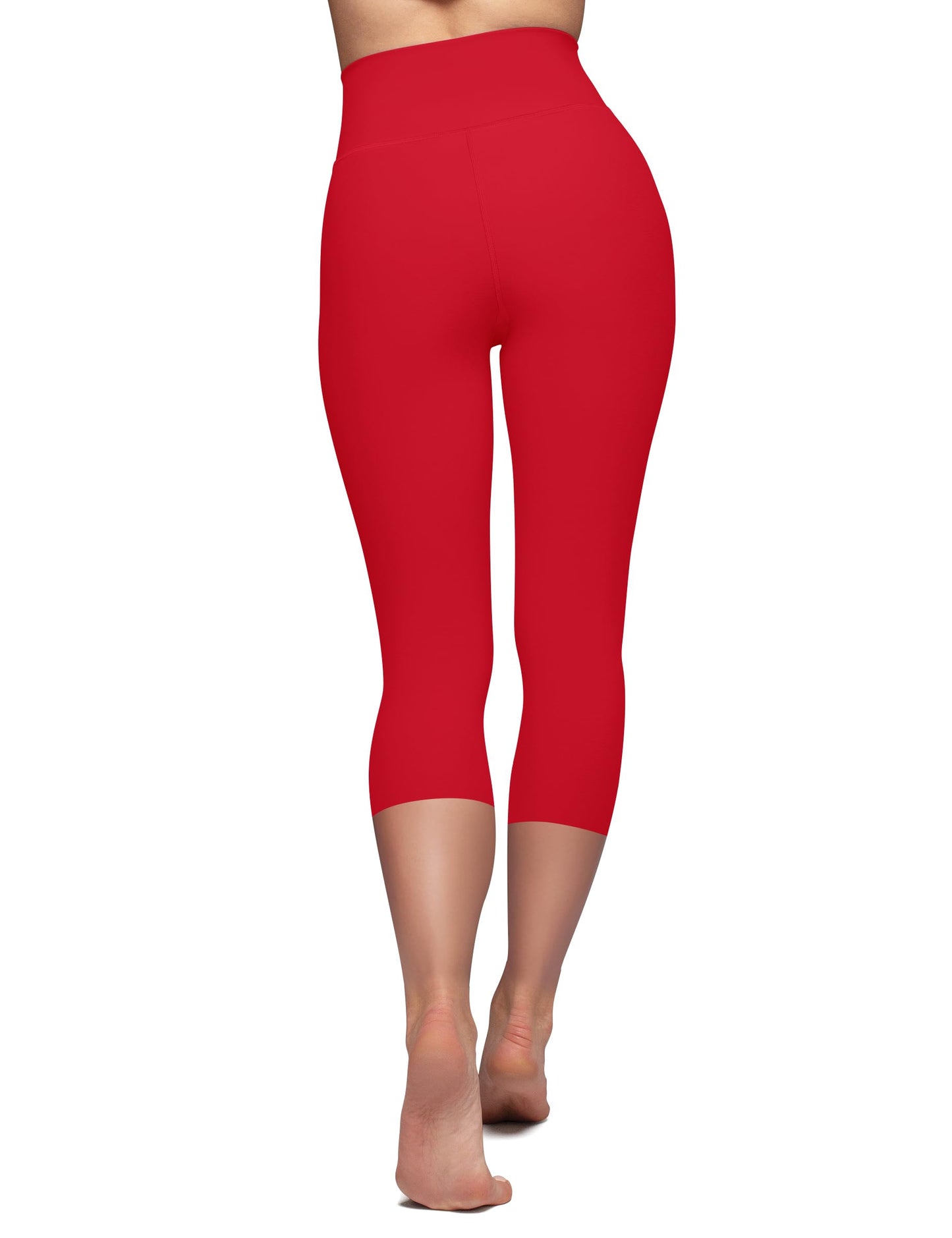 High Waisted Capri Leggings for Women - Tummy Control Soft Yoga Pants for Workout Running No See Through Plus Size Dark Red