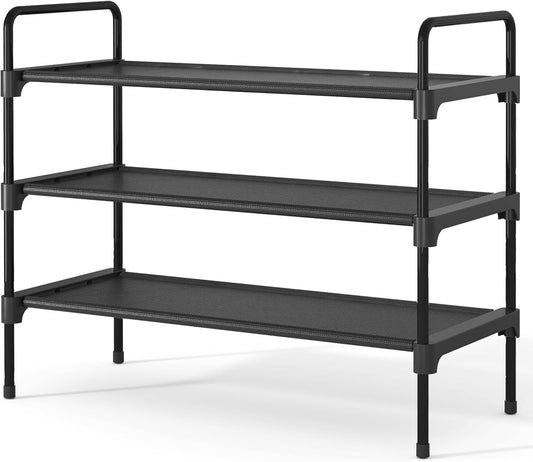 Kitsure Shoe Rack - Sturdy Space-Saving Shoe Storage for Entryway | 27.6" Wide, Black