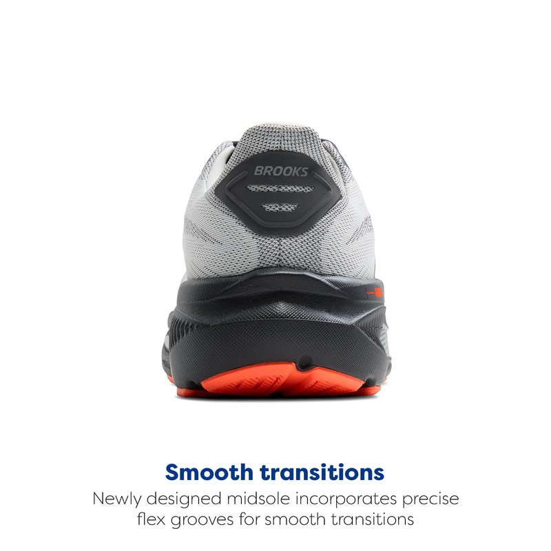 Brooks Men’s Ghost 17 Neutral Running Shoe - Oyster Mushroom/Orange/Ebony - 13 Wide
