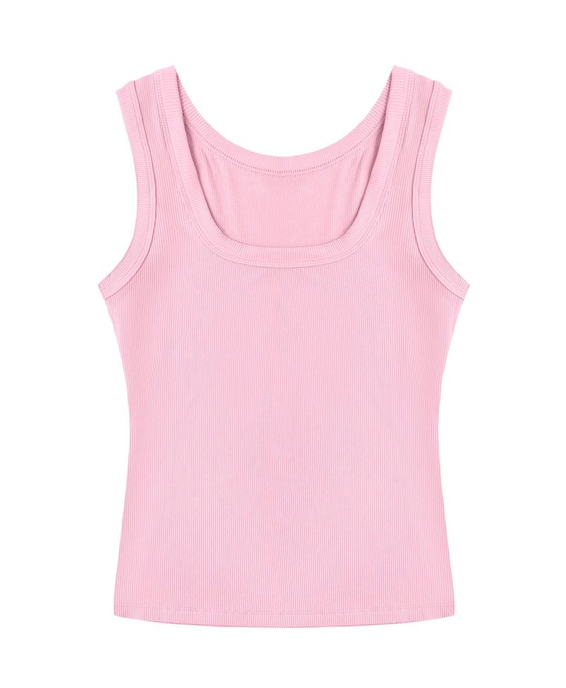 SVALIY Summer Womens Tank Tops 2025 Square Neck Fitted Sleeveless Shirts for Women Ribbed Basic Top Pink