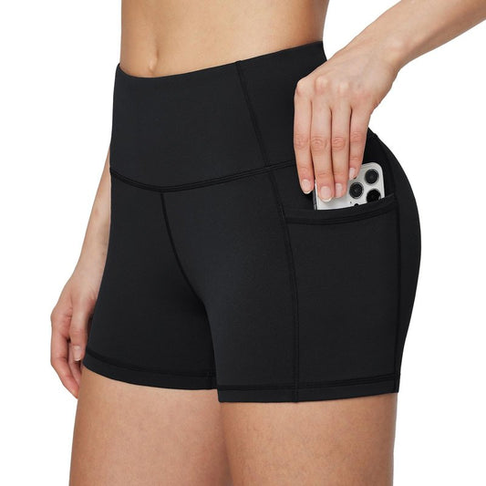 baleaf Biker Shorts Women Yoga Gym Workout Spandex Running Volleyball Tummy Control Compression with Pockets 8" 2-Pack Black/Charcoal S