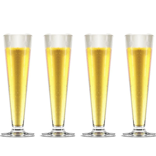 TOPZEA 4 Pack Tall Beer Glass, 13.5oz Bar Cocktail Glasses Old Fashioned Pilsner Craft Beer Mug, Footed Sundae Cup Beverage Glasses for Tropical Drinks, Parfait, Milkshake, Juice, Soda