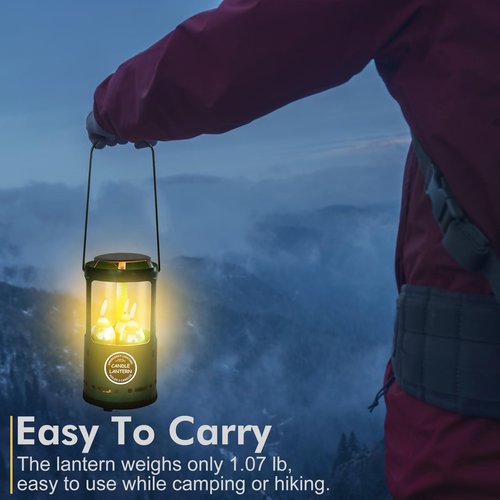 Candle Lantern, Camping Gear for Campers and Emergency Use, Without Candles (Green)