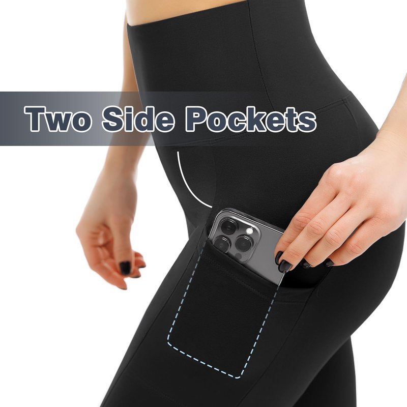 Leafigure 2 Pack Leggings with Pockets for Women, High Waisted Soft Leggings for Yoga Gym Black/Brown XXL