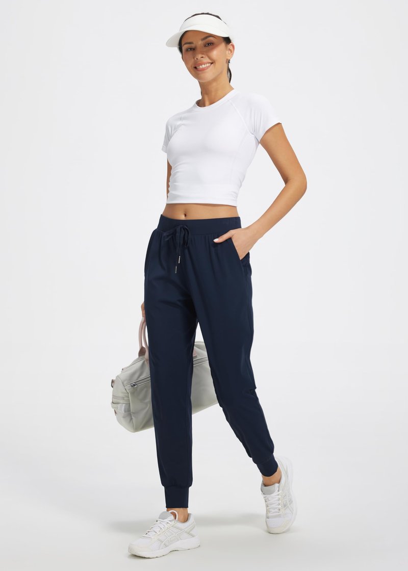 Libin Women's Joggers Pants Athletic Sweatpants with Pockets Running Tapered Casual Dance Pants for Workout,Lounge, Navy XS