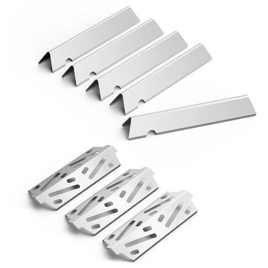 BBQ-PLUS 66032/66795 Flavorizer Bars and 66040 Heat Deflector Grill Parts Replacement for Weber Genesis II E/ES 310 Series (2017 and Newer) Gas Grills