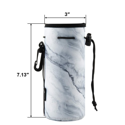 CM Neoprene Bottle Sleeve - Portable Insulator Cover with Drawstring for 18-20 Oz Bottle (Marble & Van Gogh Painting Patterns, 2 pcs)