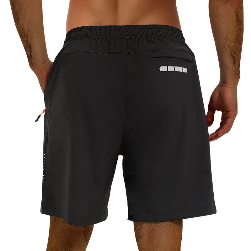 FIONECA 2 Pack Mens Athletic Shorts Quick Dry 7 Inch Running Shorts Breathable Mesh Gym Workout Shorts with Zipper Pockets(Black&Black,M
