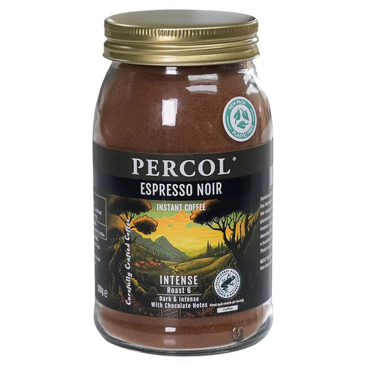 PERCOL ESPRESSO NOIR Instant Coffee - Full-Flavored Dark Robusta Blend with Silky Crema | 3.5 oz