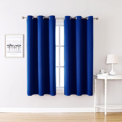 ChrisDowa Grommet Blackout Curtains - Thermal Insulated Room Darkening Panels, Royal Blue, 38W x 45L