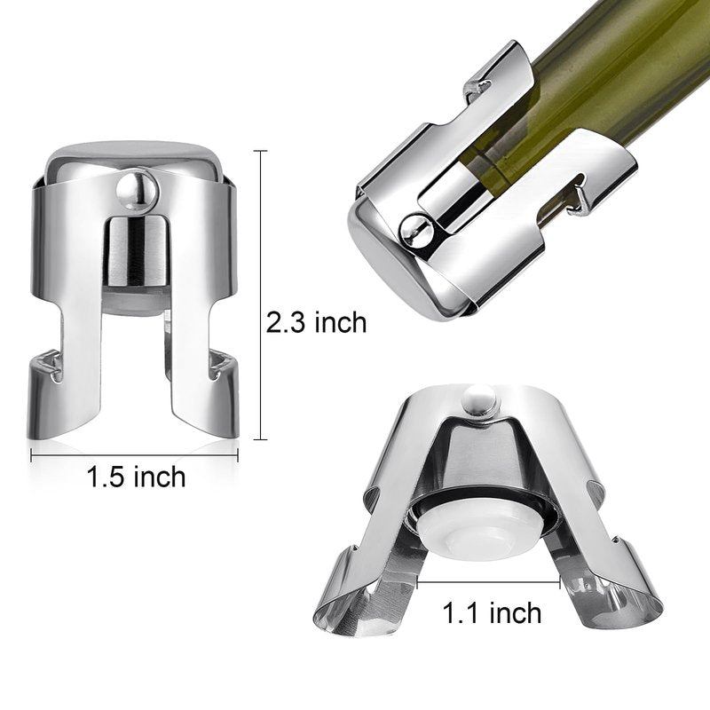 Tessco for you 36 Pcs Stainless Steel Champagne Stopper Bulk Reusable Bottle Sealer Wine Corker Champagne Cork Stopper Saver Plug for Prosecco Sparkling (Silver)