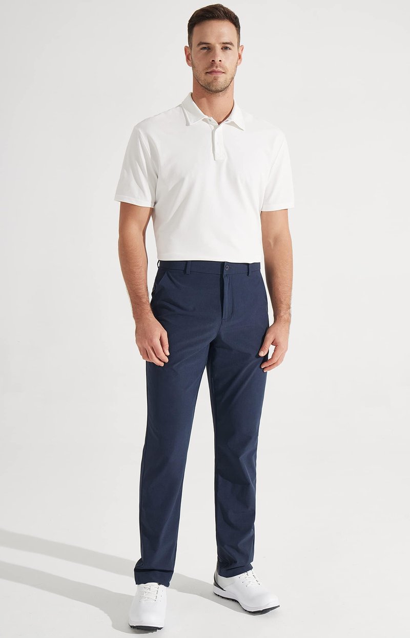 Libin Mens Golf Pants Stretch Work Dress Pants 30" Quick Dry Lightweight Business Casual Pant for Men Comfy Water Resistant, Navy Blue, 28W x 30L