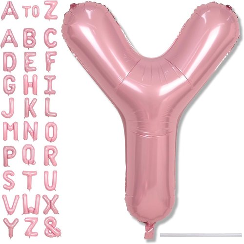 Giant Letter Y Foil Balloon - Baby Pink Pastel Inflatable Alphabet Decor | 40 Inch Custom Balloon for Parties