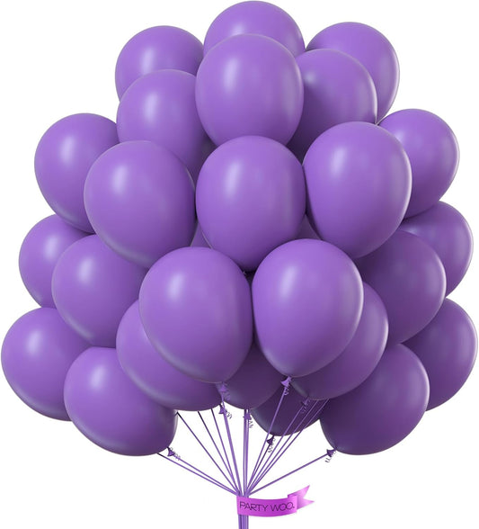 PartyWoo Purple Balloons - 100 Pcs 10 Inch Light Pastel Lavender Latex Helium Balloons for Celebrations