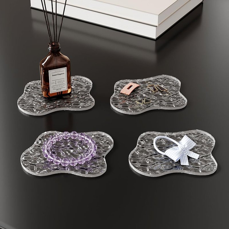 Sweet Elegance Acrylic Coasters, Coasters Set of 4, Clear Drink Coaster with Waterproof Material, Drink Pad for Table Protection, Desk Accessories for Home, Office, Cafe Decor