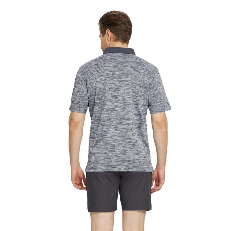 M MAELREG Golf Shirts for Men Dry Fit Moisture Wicking Pique Performance Casual Sport Mens Polo Shirts Short Sleeve Black Grey Heather
