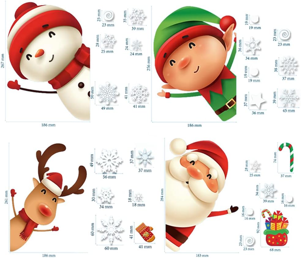 XIMISHOP Christmas Snowflake Window Clings - 82PCS Indoor Holiday Decals for Glass & Party Decor