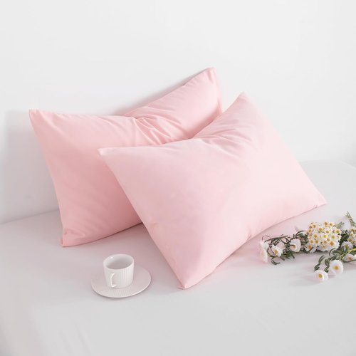 FLXXIE King Pillow Cases - Soft Microfiber Covers with Envelope Closure | Wrinkle & Stain Resistant, 20x36, Blush Pink