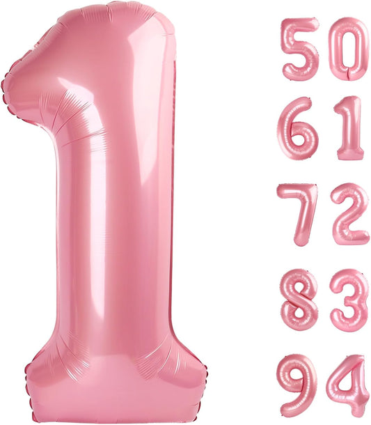 Pearlescent Pink 40-Inch Number 1 Balloon - Perfect First Birthday Decoration for Girls