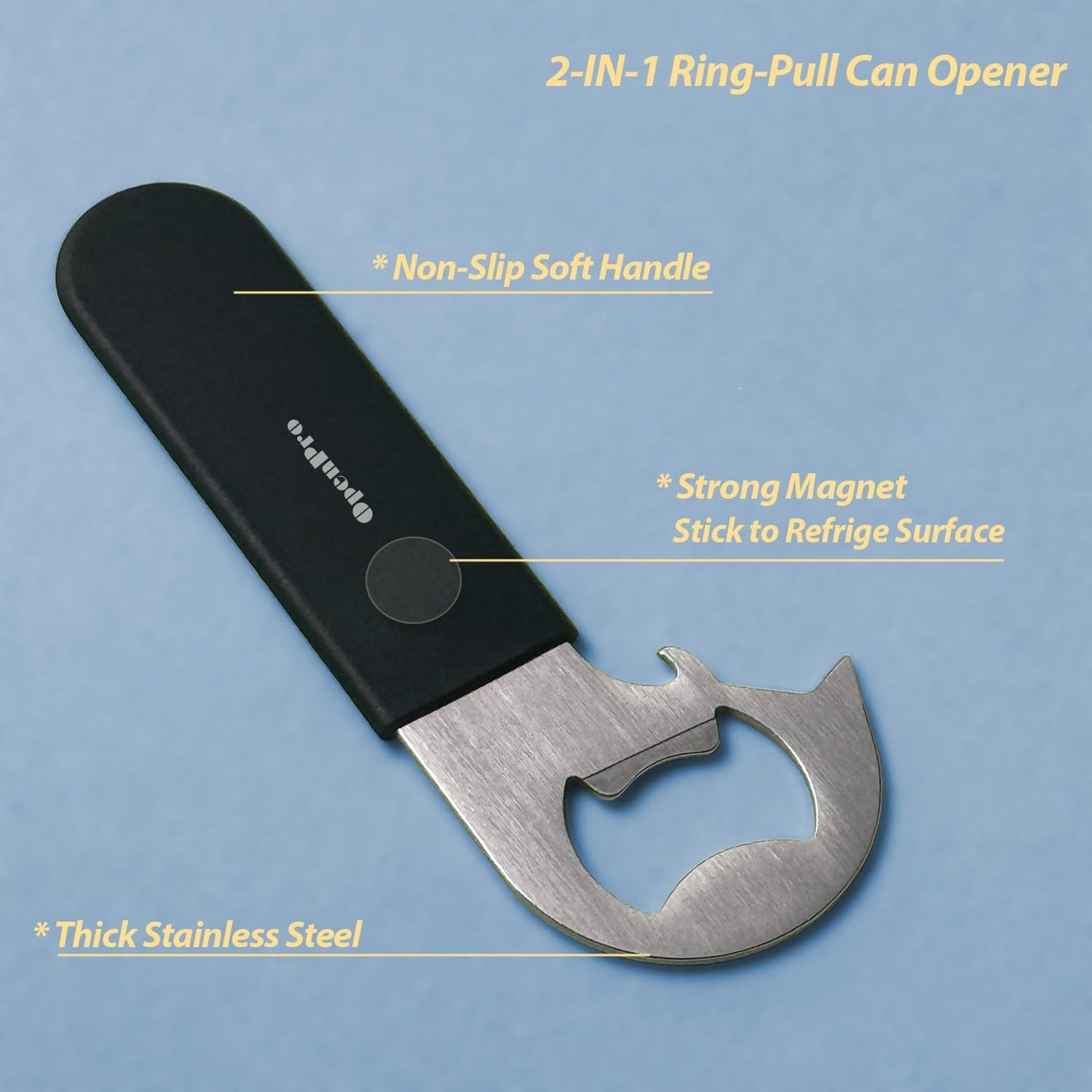 Skiennix Magnetic 2-IN-1 Can Opener & Beer Bottle Opener | Easy Use for Seniors & Arthritis - 2-Pack