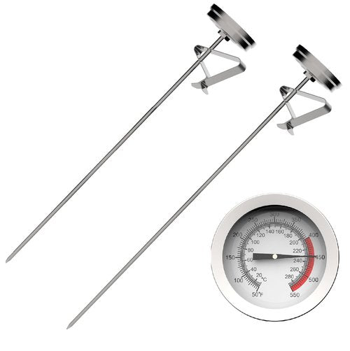 Candy/Deep Fry Oil Thermometer for Frying (2 Pack) with 12'' Probe & Pot Clip,- CookingThermometer for Frying Oil Candle Making Hot Deep Fryer (2, 12)