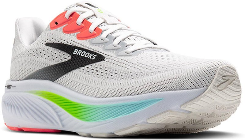 Brooks Men’s Ghost 17 Neutral Running Shoe - White/Pink Clay/Gecko - 15 Wide