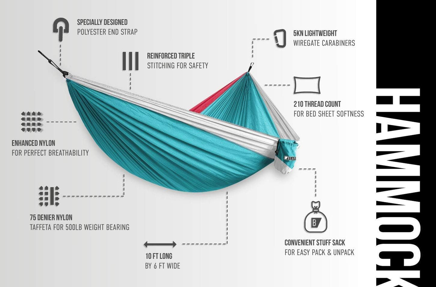 Premium Double Hammock with Tree Straps - Durable, Portable & Comfortable