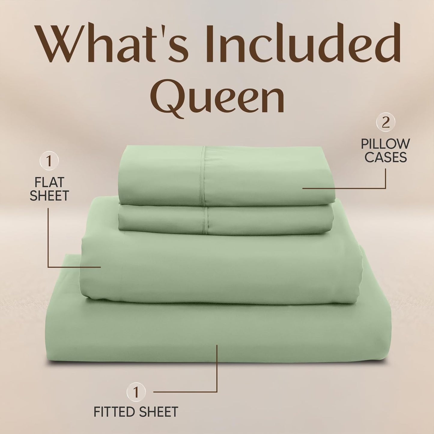 Utopia Bedding Queen Size Sheet Set - Soft, Breathable Microfiber | 4-Piece in Sage, Oeko-Tex Certified