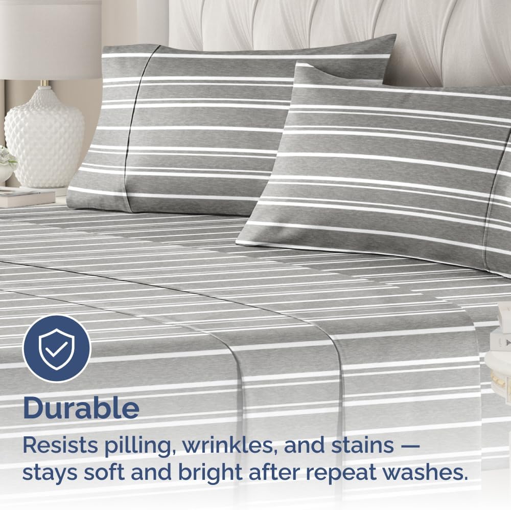 King Pillow Cases by [Brand Name] - Ultra Soft Hotel Quality - Wrinkle-Free & Fade Resistant - 2 Piece Set in Grey Stripes