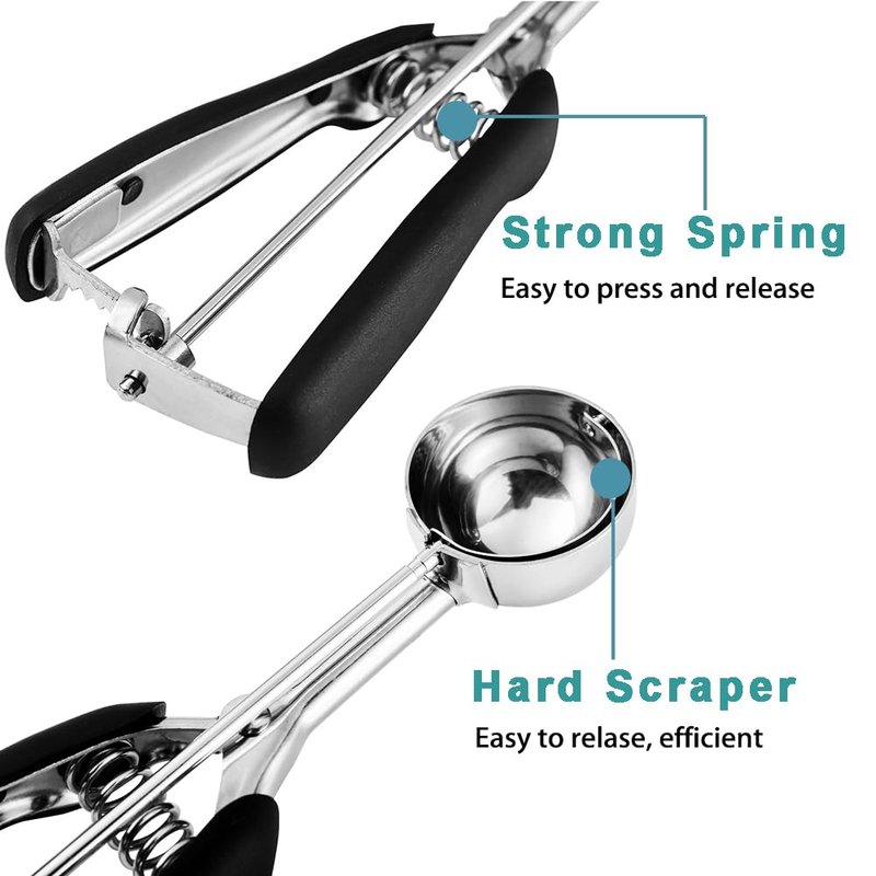 HOMURE H Cookie Scoop 4 Tablespoon, Size #16 Cookie Dough Scoop, Muffin Scoops for Baking, 4 Tbsp/ 60 ml/ 2 oz Cookie Scoop for Baking, Spring-Loaded Scoop, Comfortable Grip