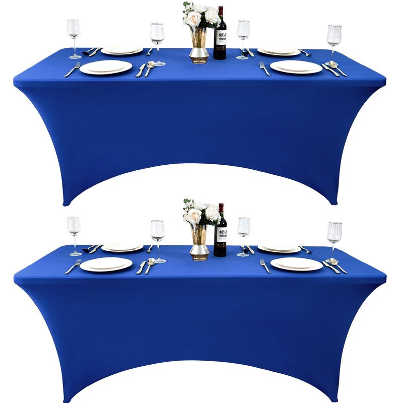 ZarzaaSik 2-Pack 4ft Spandex Table Covers for Rectangular Folding Tables - Wrinkle Resistant Stretch Tight Table Cloths - Ultimate Fitted Table Protector for Parties, Banquet, and Wedding