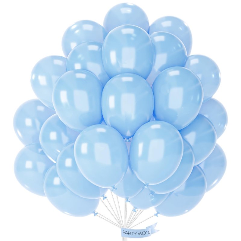 PartyWoo Pearl Light Blue Balloons 50 pcs 12 Inch Baby Pastel Blue Balloons for Graduation Baby Shower Gender Reveal Weddings Anniversary Under The Sea Theme Birthday Party Decorations Blue-Z02
