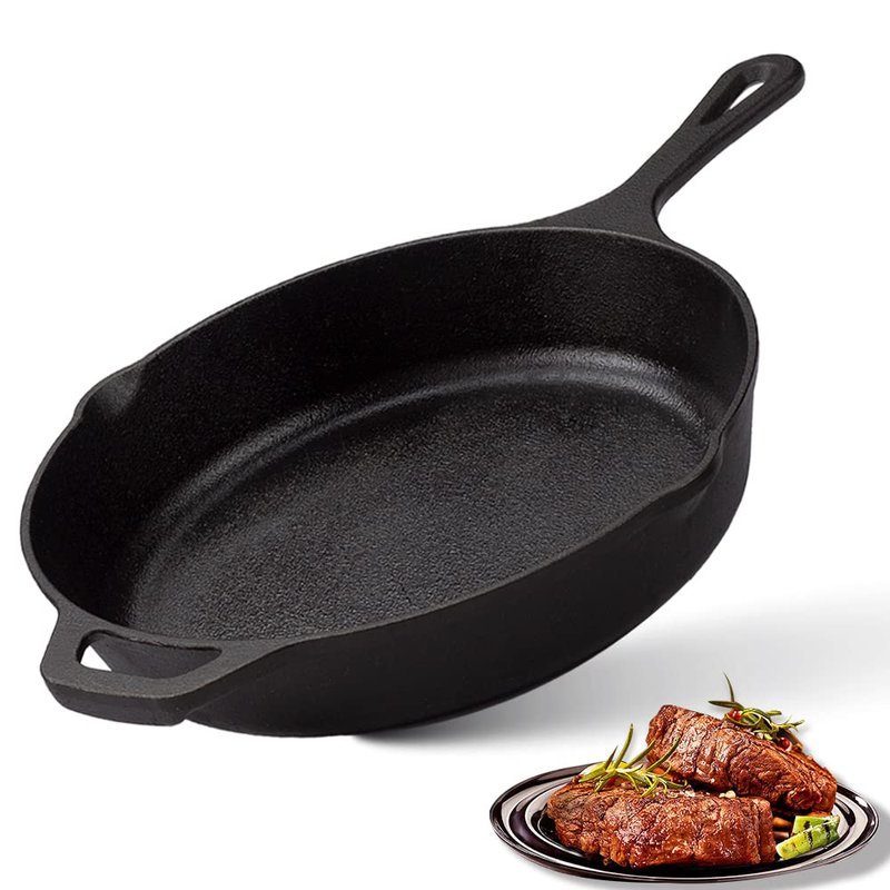 Z GRILLS Cast Iron Skillets, Pre-Seasoned Cast Iron Frying Pan for Cooking & Grill, Stovetop, Camping Firepit, Induction, Oven Safe Cookware, 10 Inch