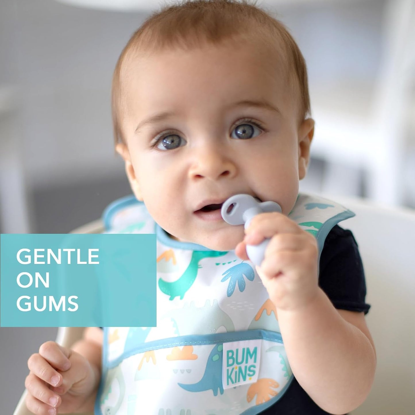 Bumkins Chewtensils Silicone Baby Utensils Set - Soft Spoons & Fork for Self-Feeding | Gray, 6 Months+